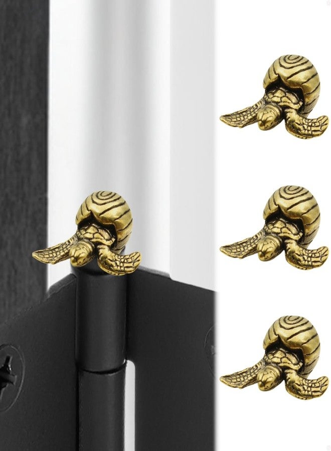 Wallertree Brass Turtle Hinge Heads Decorative Topper Set of 3 - Magnetic Hinge Head Home Decoration - Door Hinge Decorative Topper - Image 1